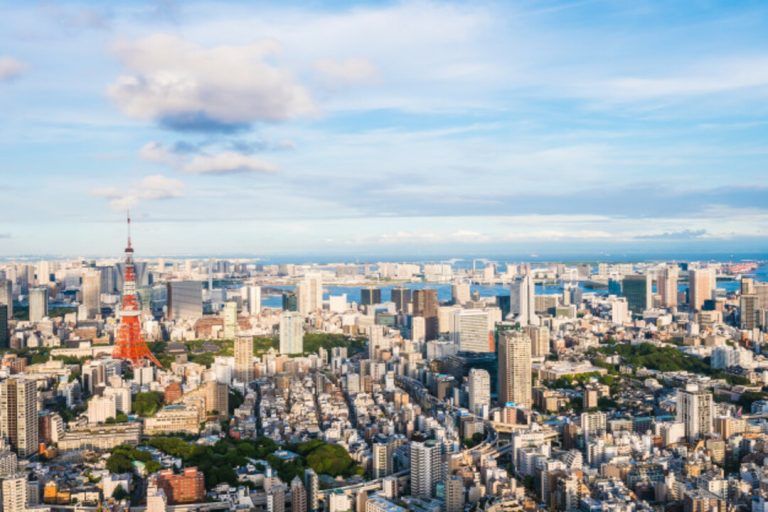 Morar em Tóquio: vista aérea da arquitetura da cidade