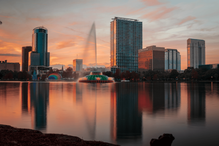 Vista do entardecer em Orlando.