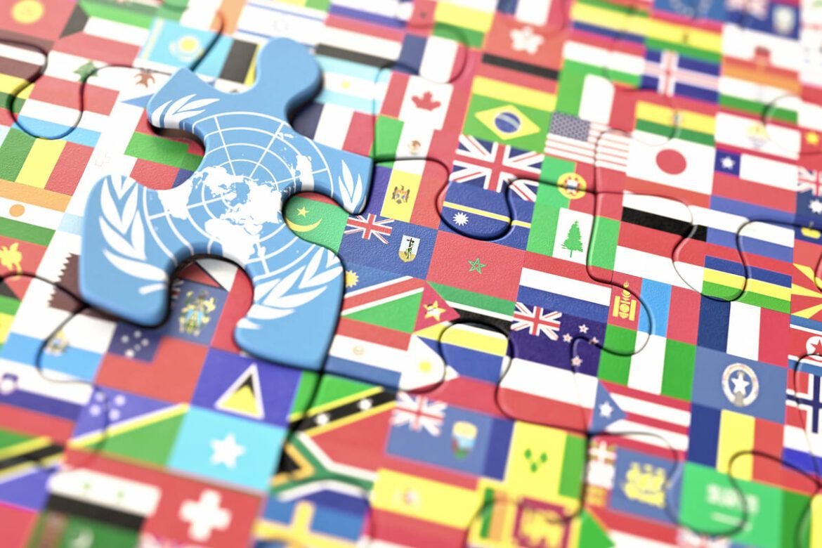 Quebra-cabeça de bandeiras para falar quantos países tem no mundo.