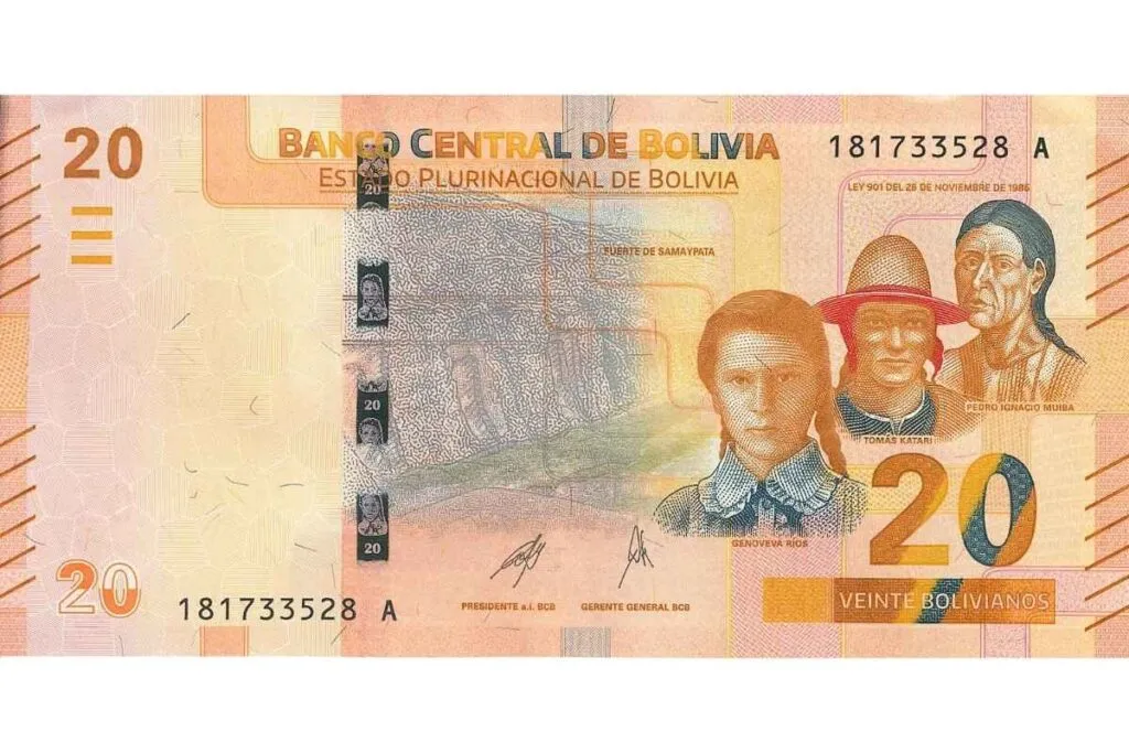 Cédula de 20 bolivianos