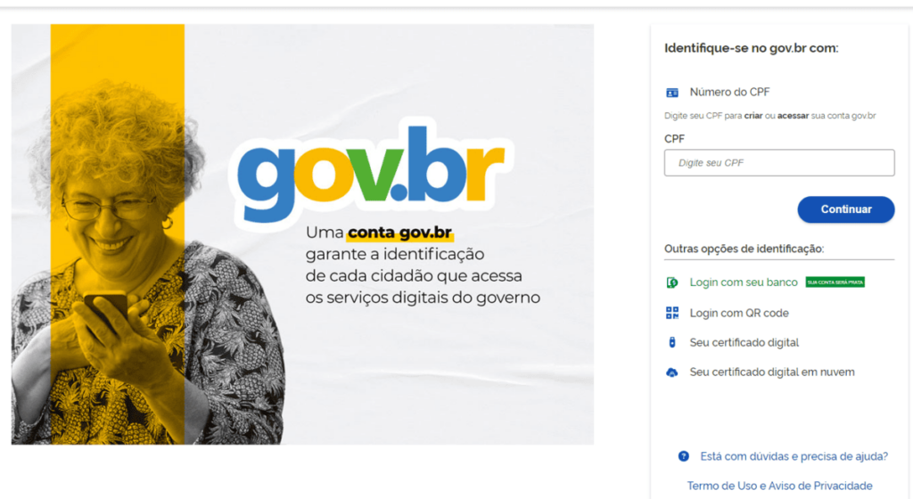 Acesso do gov.br para entrar na página de participante do Enem