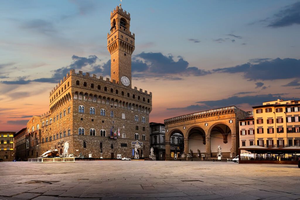 Foto do fim de tarde da Piazza della Signoria