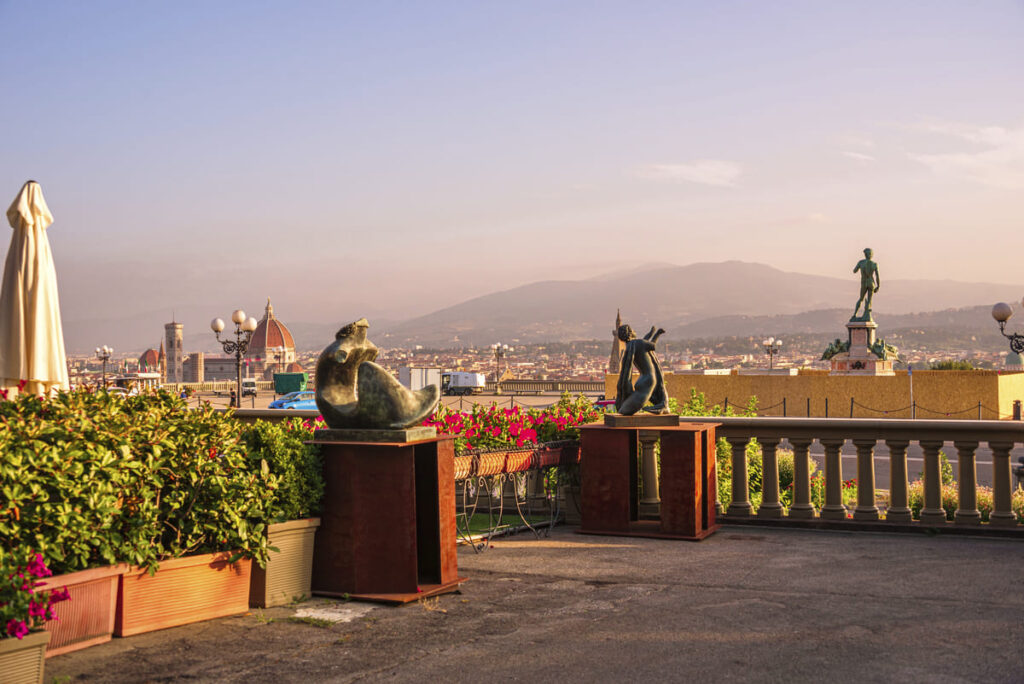 Vista do pôr do sol da Piazzale Michelangelo