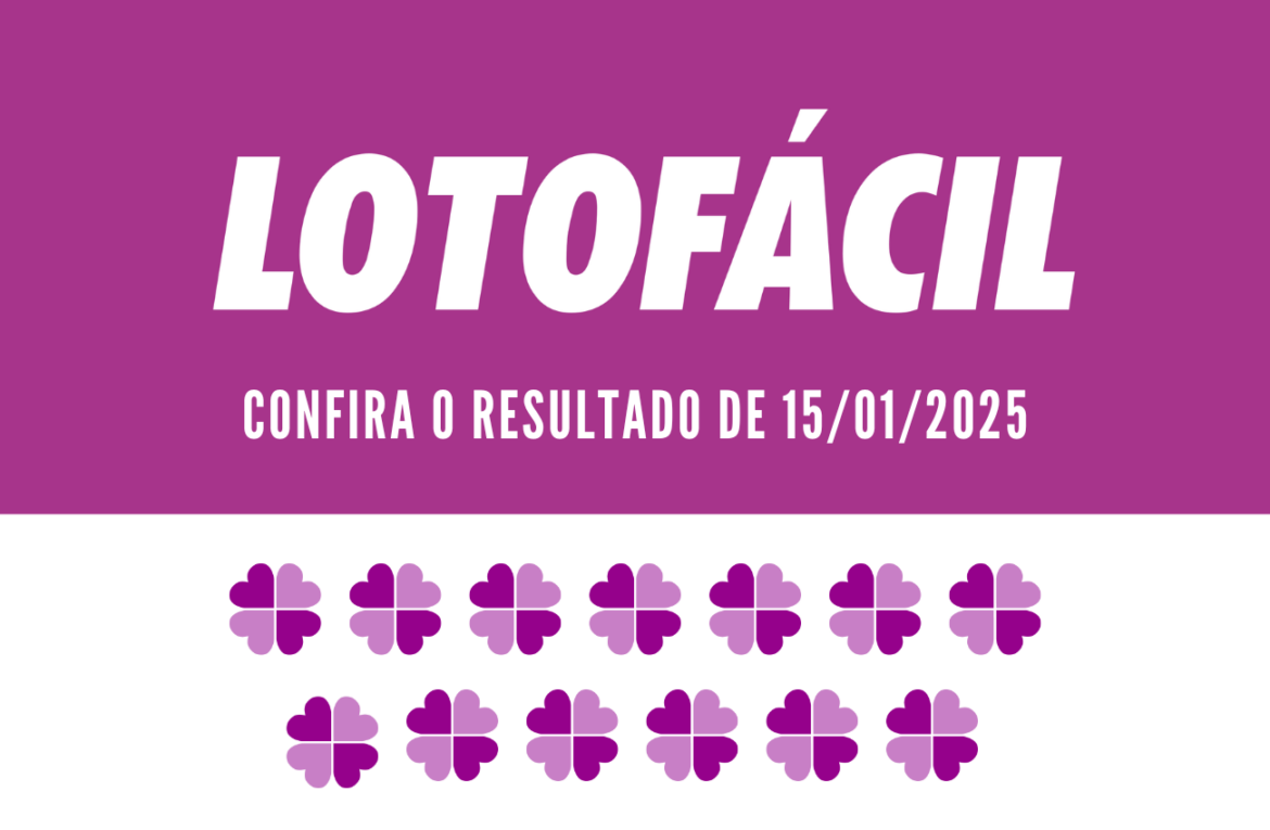 Resultado da Lotofácil 3294: O sorteio desta quarta-feira, 15/01/2025, traz um prêmio estimado em R$ 1,7 milhão para quem acertar as 15 dezenas sorteadas.