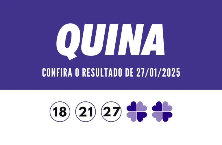 Resultado Quina 6642 - Números sorteados: 18 - 21 - 27 - 57 - 72