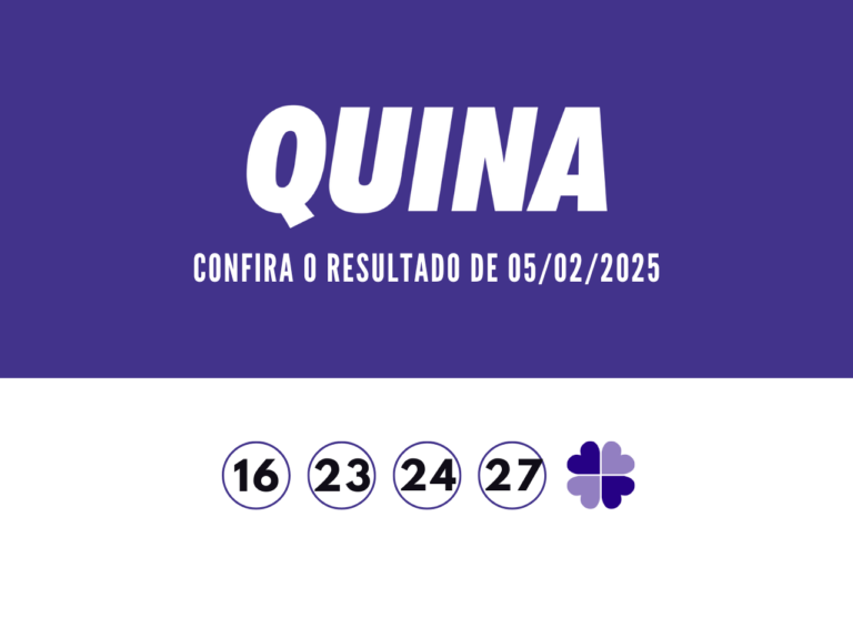 Resultado Quina 6650: com prêmio de R$ 4,5 milhões, confira os números sorteados hoje, quarta-feira (05)